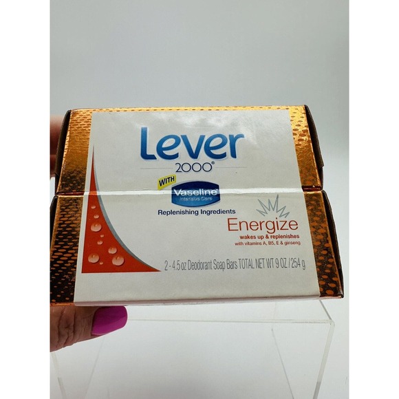 Lever 2000 With Vaseline ENERGIZE 4.5 oz Bar Soap 2 bars Vintage Discontinued - Picture 4 of 5